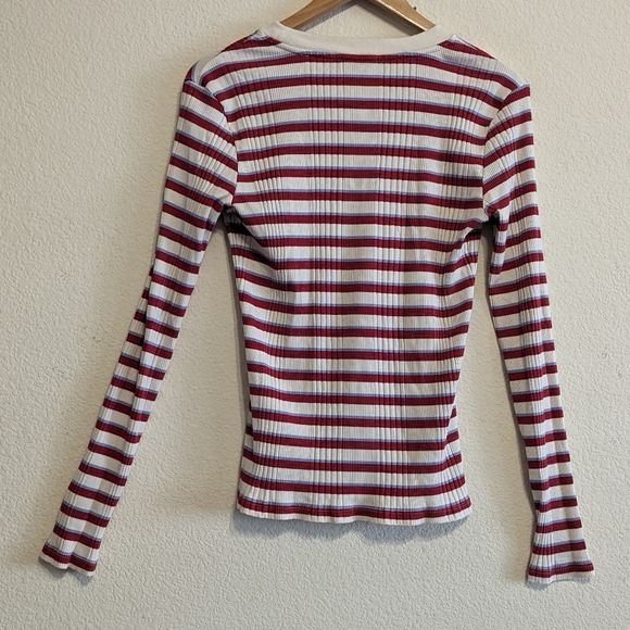 BLDWN Long Sleeve Thermal Stripe ribbed Top Size Med. Good pre-owned condition - Picture 7 of 8